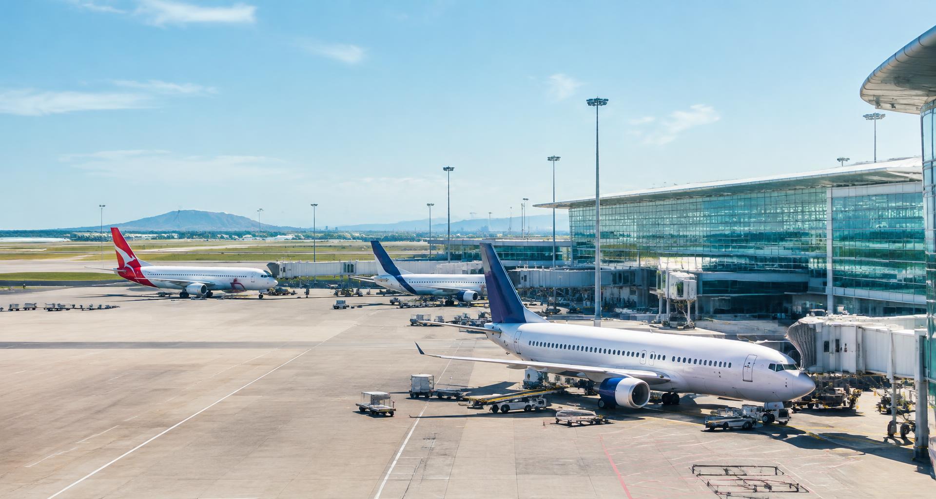 Airport terminal and passenger aircraft