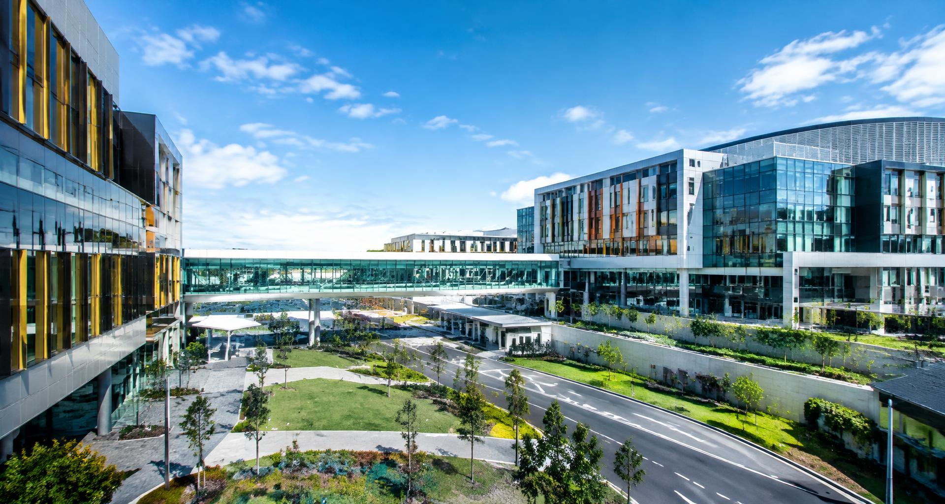 Connected contemporary campus buildings