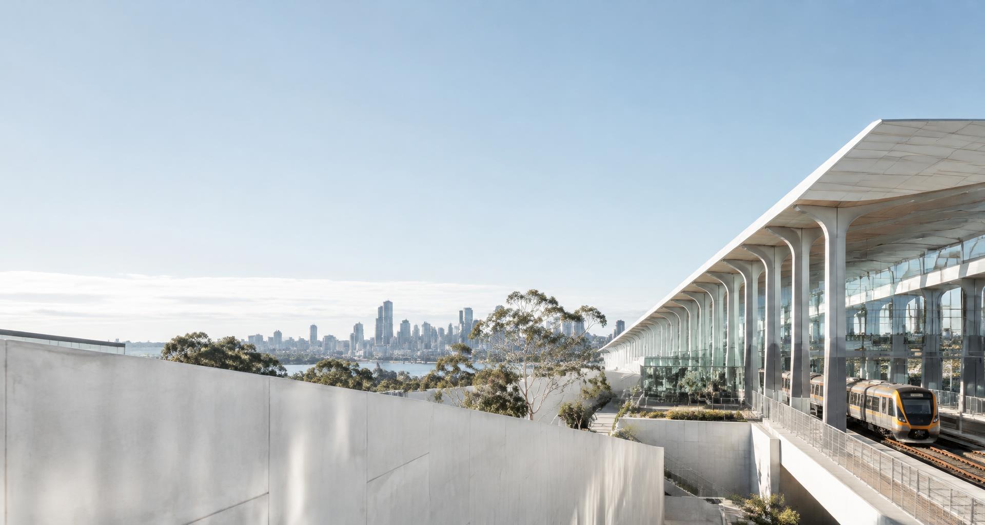 Rail infrastructure and a contemporary city precinct