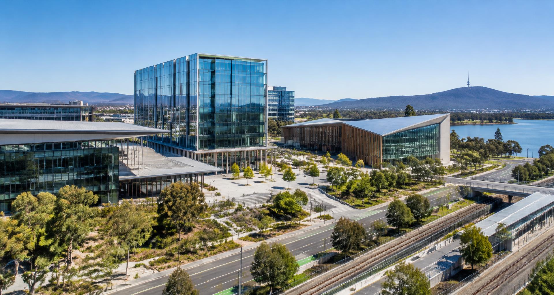 Contemporary civic buildings and connected transport infrastructure